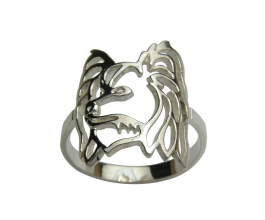 Malý kontinentální Španěl - Papillon prsten rhodiované stříbro