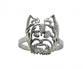Yorkšírský teriér prsten rhodiované stříbro - 56